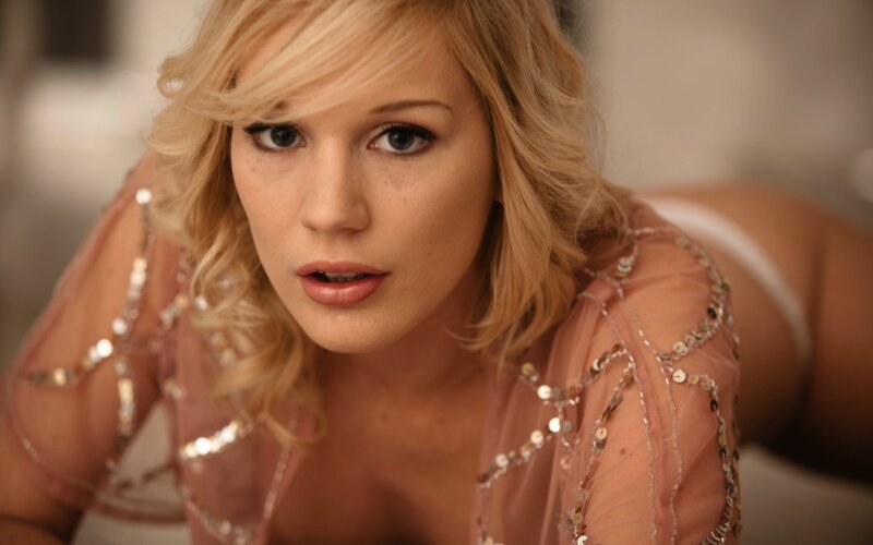 Woman with Blonde Hair — Intense, Photograph, Sequined Top