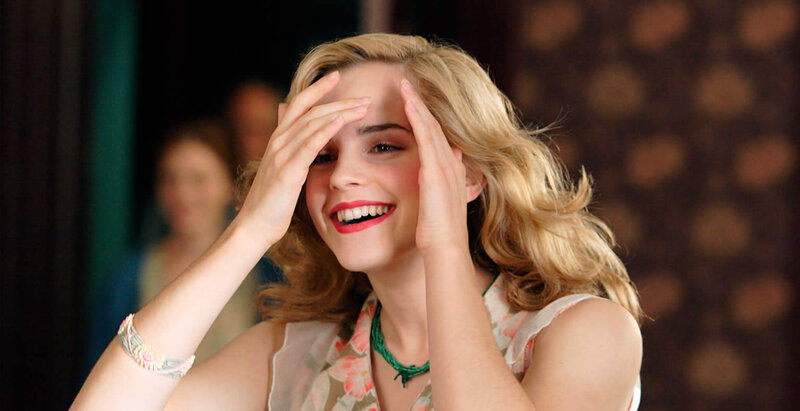 Woman with Blonde Hair — Joyful, Photograph, Hands, Necklace