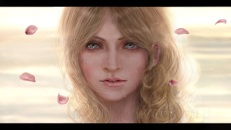 Woman with Blonde Hair — Melancholic, Sunset