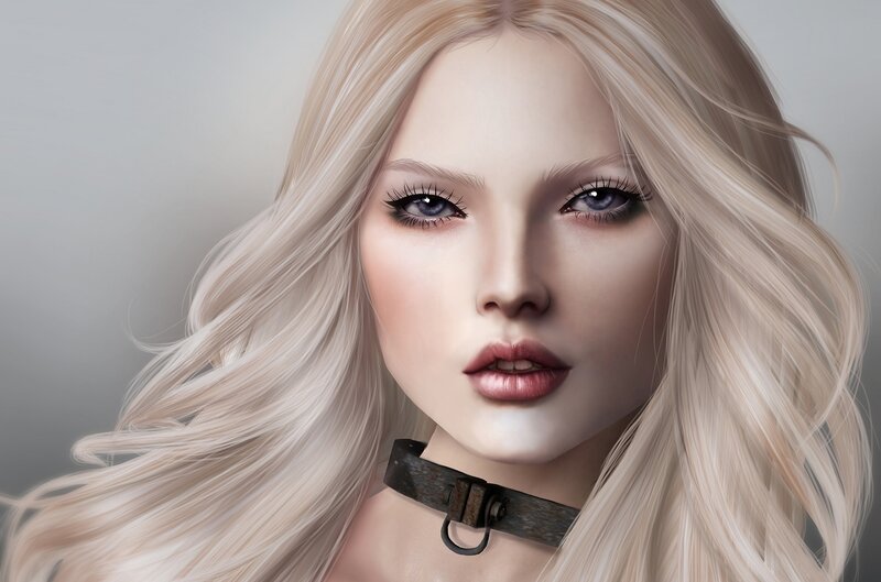 Woman with Blonde Hair — Neutral, Digital Art, Choker