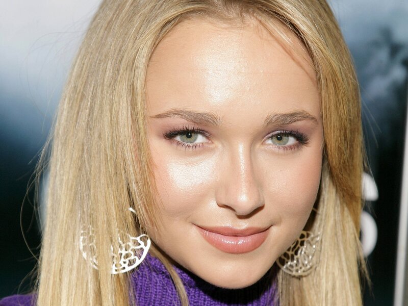 Woman with Blonde Hair — Neutral, Photograph, Purple Sweater
