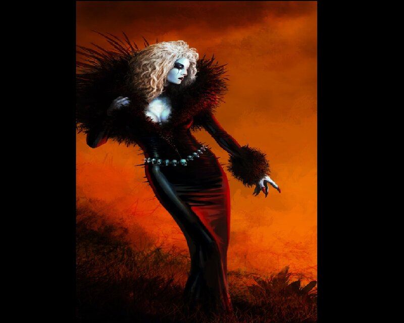 Woman with Blonde Hair — Orange, Dramatic, Sunset, Digital Art