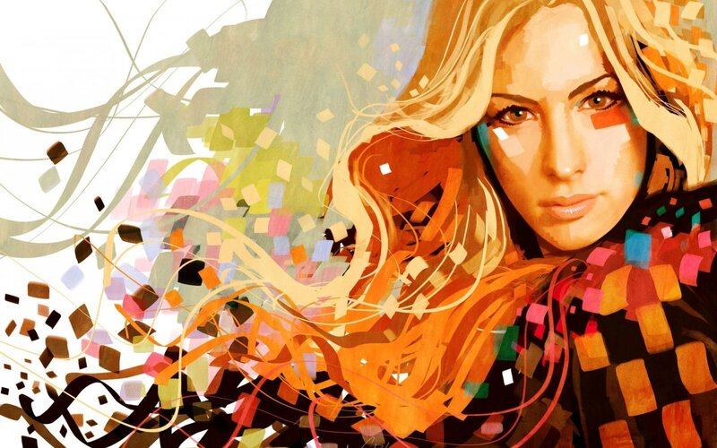 Woman with Blonde Hair — Orange, Dynamic