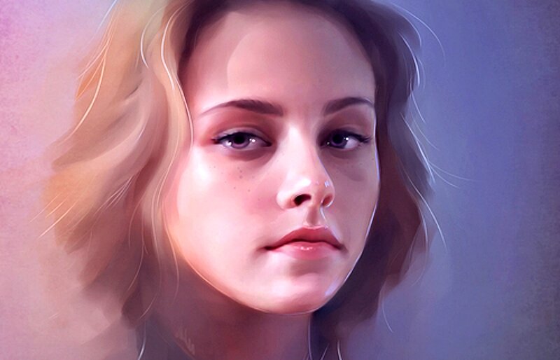 Woman with Blonde Hair — Pink, Calm, Digital Art