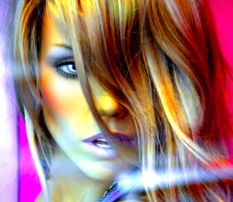 Woman with Blonde Hair — Pink, Dramatic