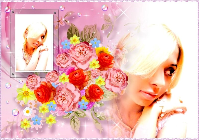 Woman with Blonde Hair — Pink, Dreamy, Digital Art