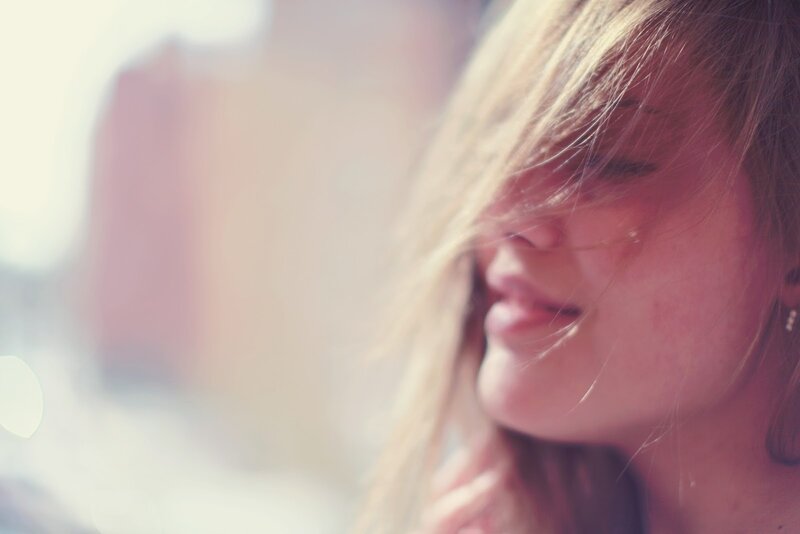 Woman with Blonde Hair — Pink, Serene, Afternoon
