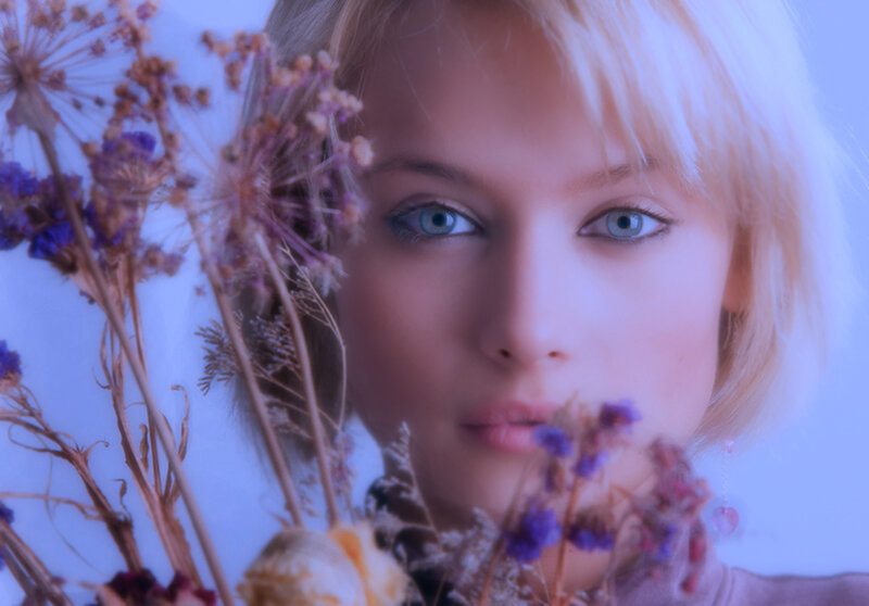 Woman with Blonde Hair — Purple, Calm