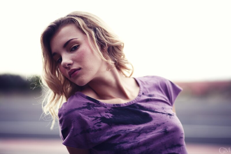 Woman with Blonde Hair — Purple, Contemplative, Sunset