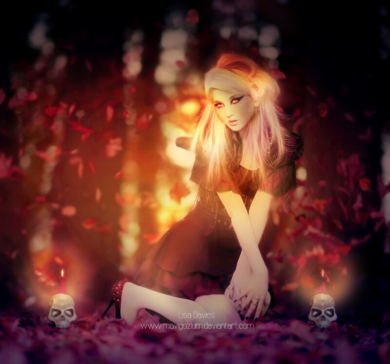 Woman with Blonde Hair — Purple, Dramatic, Night, Digital Art