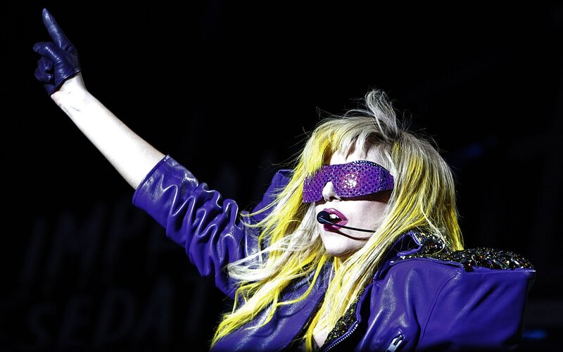 Woman with Blonde Hair — Purple, Dramatic, Night, Photograph
