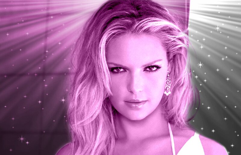 Woman with Blonde Hair — Purple, Dramatic, Photograph, Earrings