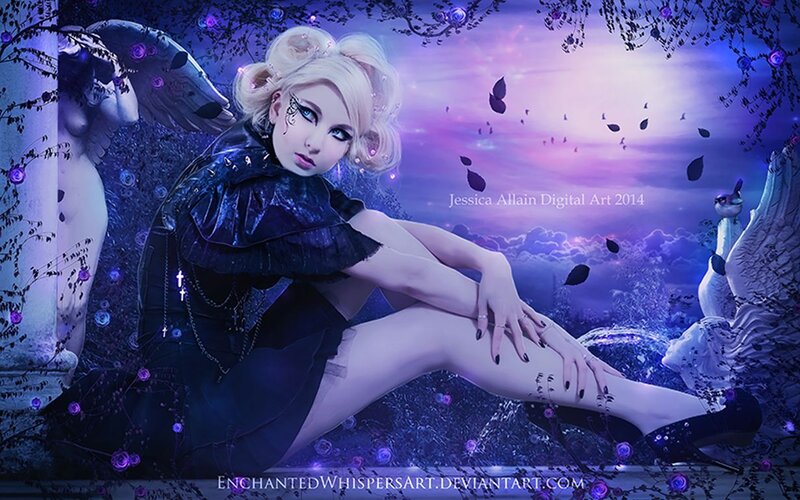 Woman with Blonde Hair — Purple, Dreamy, Night