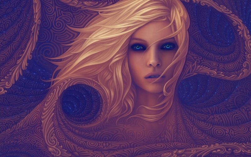 Woman with Blonde Hair — Purple, Mystical