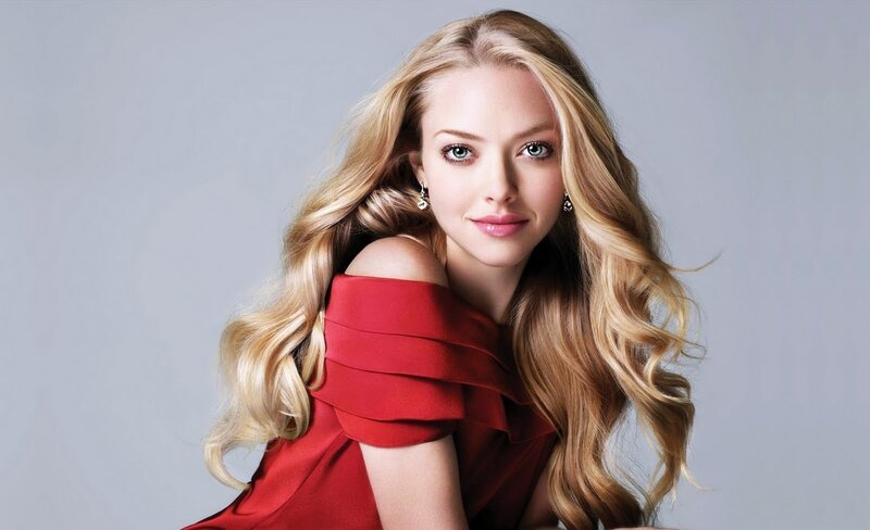 Woman with Blonde Hair — Red, Calm, Photograph, Red Dress, Earrings