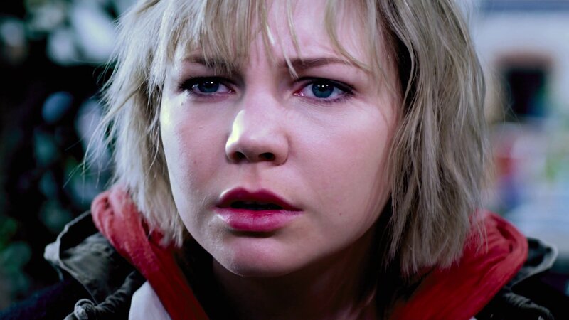 Woman with Blonde Hair — Red, Dramatic, Photograph, Jacket, Hoodie
