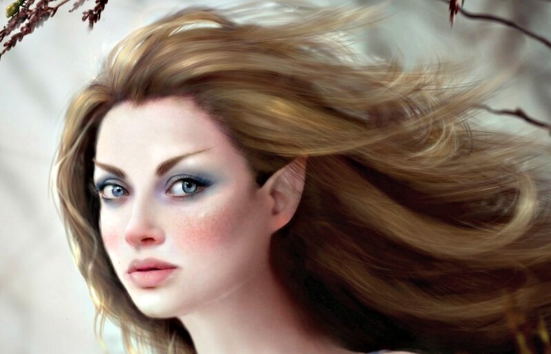Woman with Blonde Hair — Serene, Digital Art, Eyes