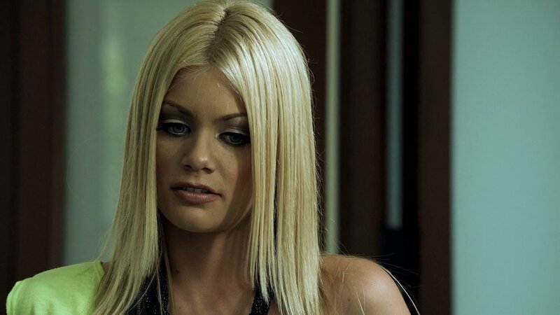 Woman with Blonde Hair — Serious, Photograph, Blonde Hair, Green Shirt