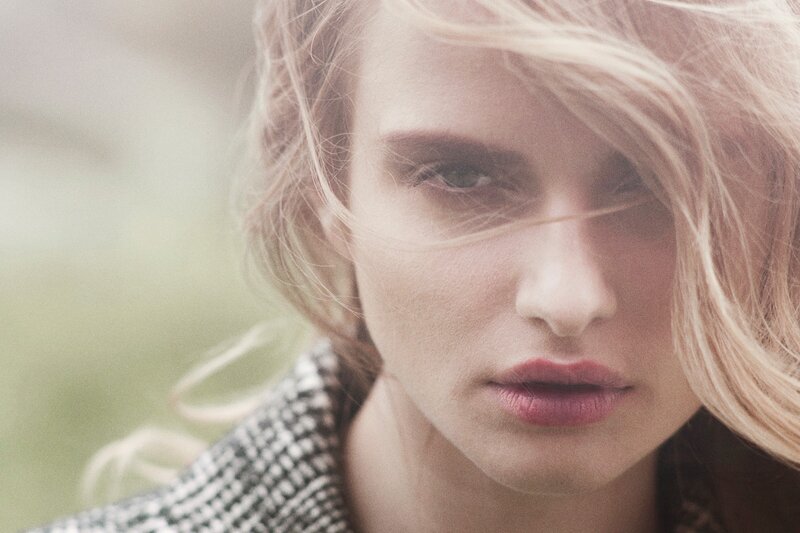 Woman with Blonde Hair — Serious, Photograph, Coat