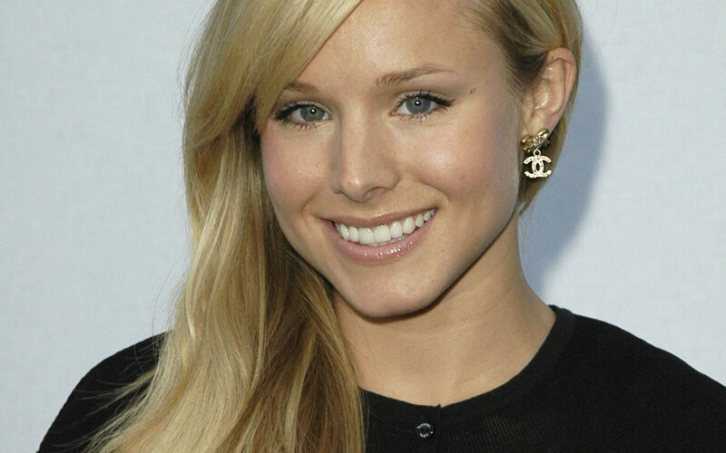 Woman with Blonde Hair — Smiling, Photograph, Earrings, Black Shirt