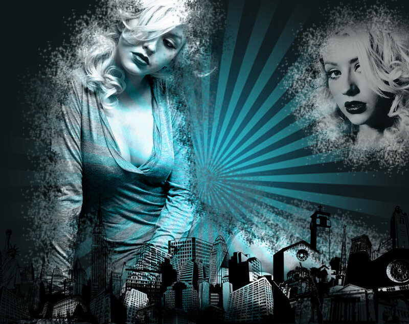 Woman with Blonde Hair — Teal, Dramatic