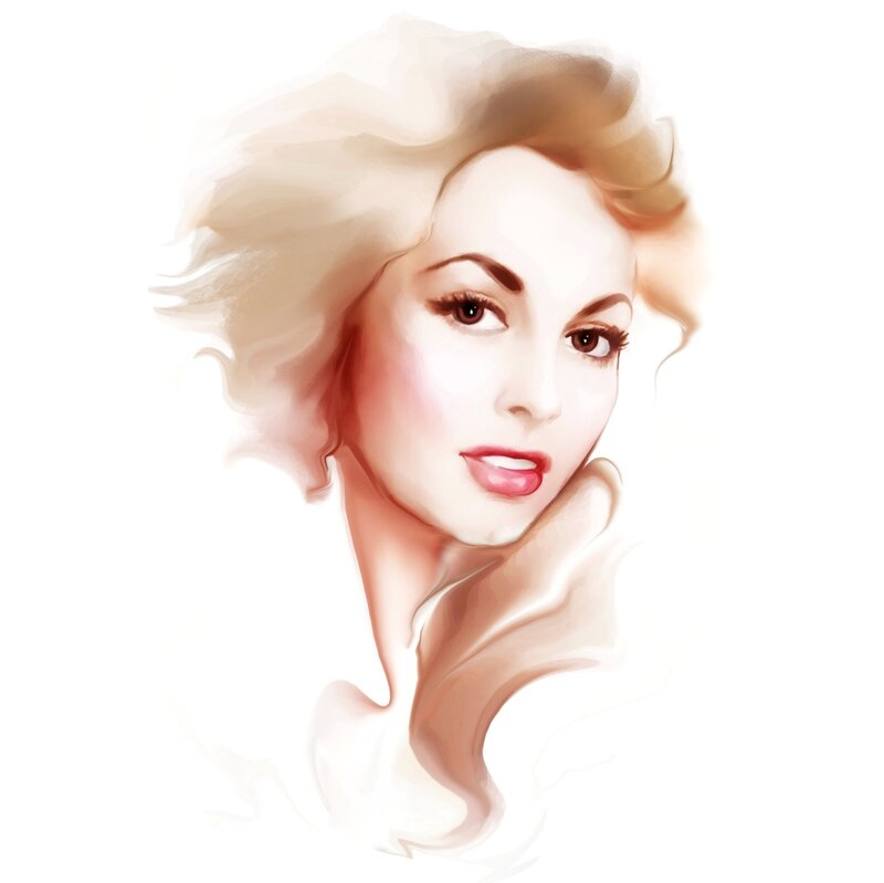 Woman with Blonde Hair — White, Calm, Digital Art