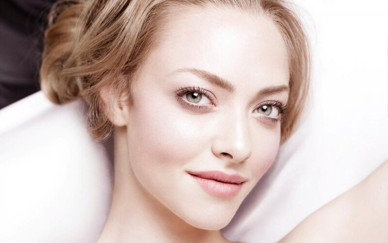 Woman with Blonde Hair — White, Calm, Photograph, Blonde Hair, Green Eyes, White Pillow