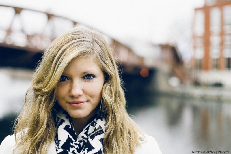 Woman with Blonde Hair — White, Calm, Photograph, Scarf