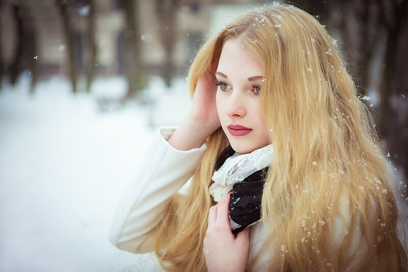 Woman with Blonde Hair — White, Calm, Winter