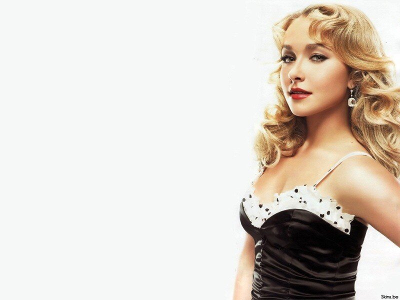 Woman with Blonde Hair — White, Confident, Photograph, Dress, Earrings, Makeup, Black