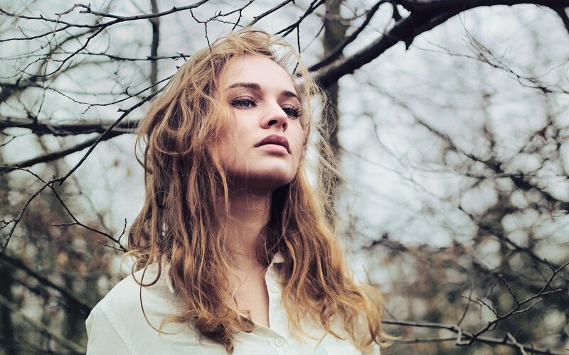 Woman with Blonde Hair — White, Contemplative, Autumn