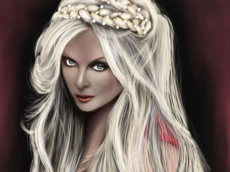 Woman with Blonde Hair — White, Dramatic, Digital Art, Braided Crown
