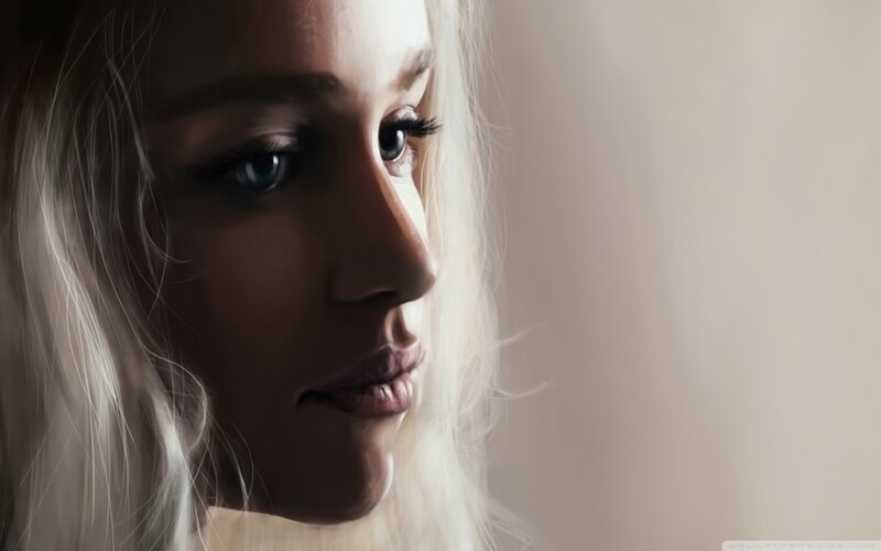 Woman with Blonde Hair — White, Dramatic, Digital Art, Face, Eyes
