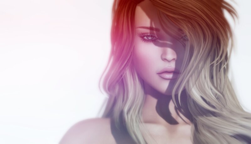 Woman with Blonde Hair — White, Dramatic, Digital Art, Face, Shoulder