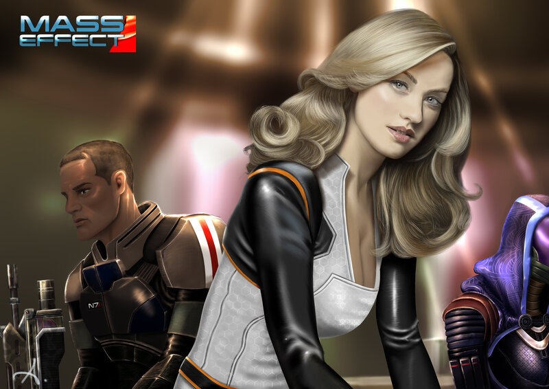 Woman with Blonde Hair — White, Dramatic, Digital Art, Man in Armor