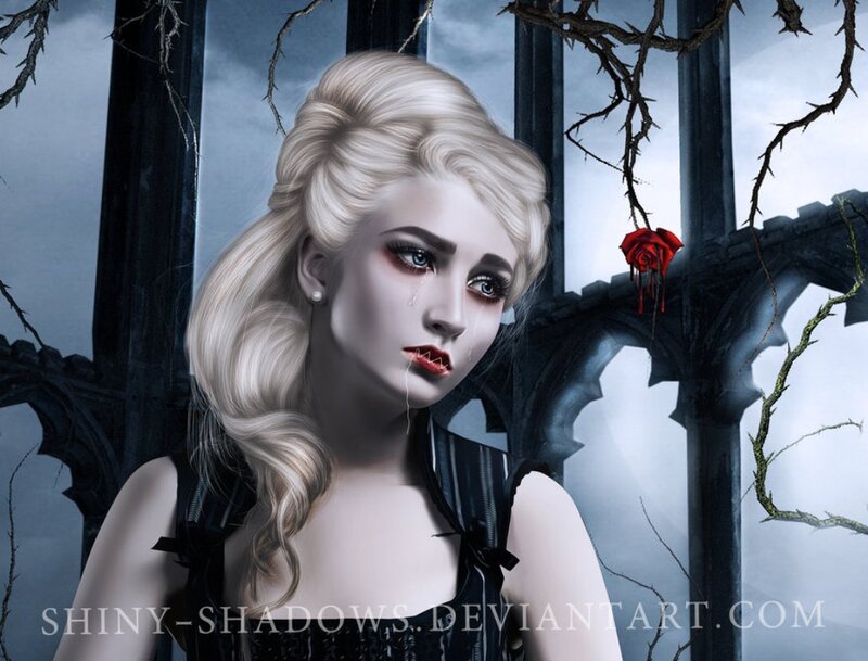 Woman with Blonde Hair — White, Dramatic, Night, Digital Art