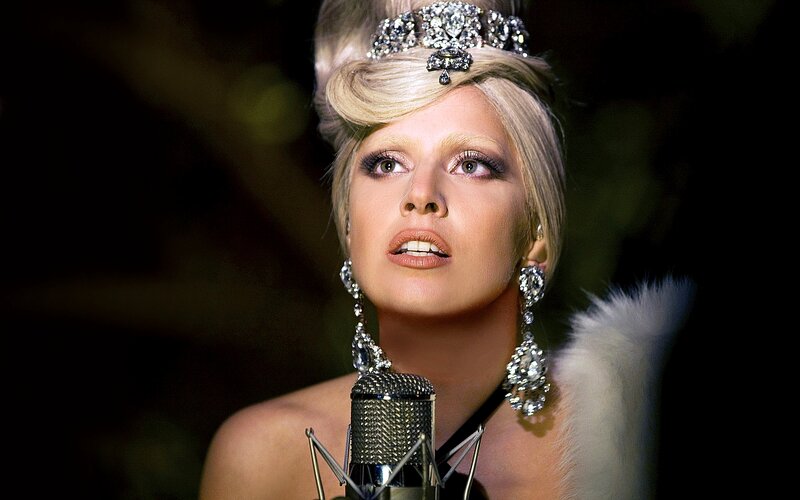 Woman with Blonde Hair — White, Dramatic, Night, Photograph, Microphone