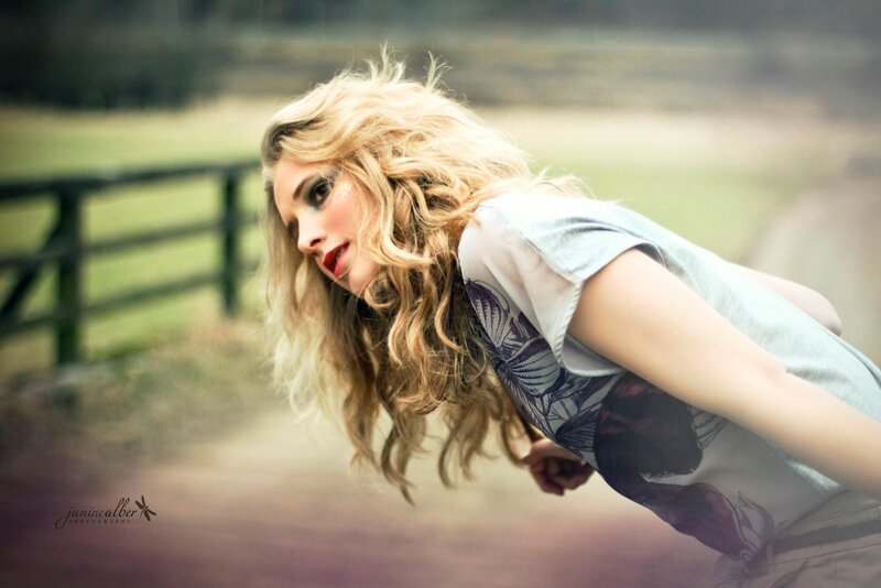Woman with Blonde Hair — White, Dramatic, Photograph, Blonde Hair, Red Lipstick, T-shirt