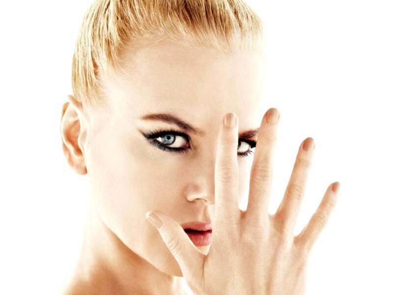 Woman with Blonde Hair — White, Dramatic, Photograph, Hand, Eye