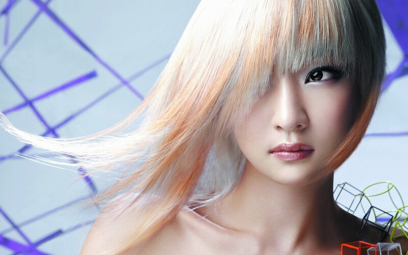 Woman with Blonde Hair — White, Dramatic, Photograph, Makeup, Geometric Shapes