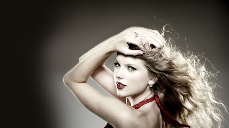 Woman with Blonde Hair — White, Dramatic, Photograph, Red Top