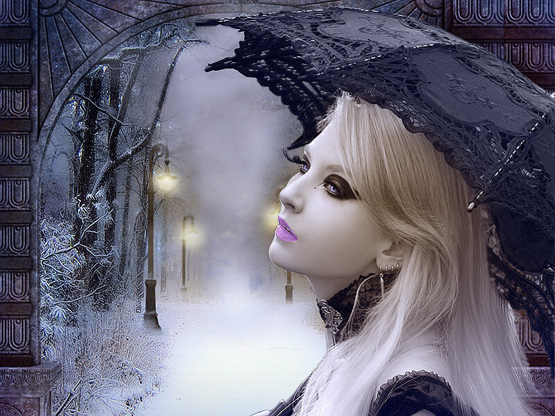 Woman with Blonde Hair — White, Dramatic, Winter