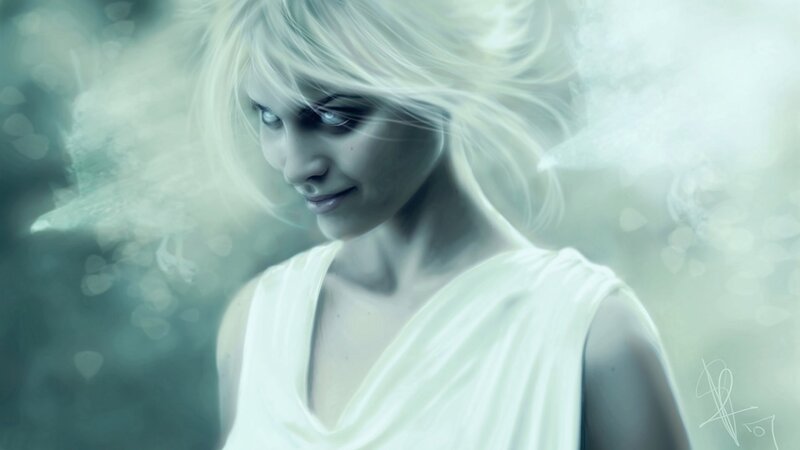 Woman with Blonde Hair — White, Ethereal, Digital Art