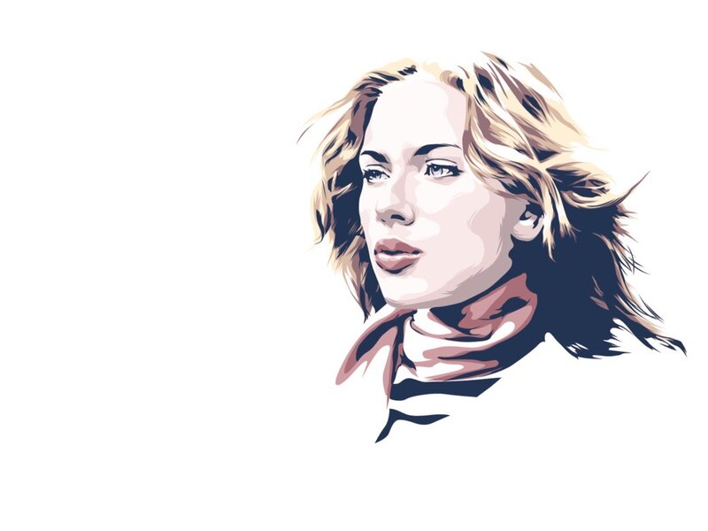 Woman with Blonde Hair — White, Neutral, Illustration