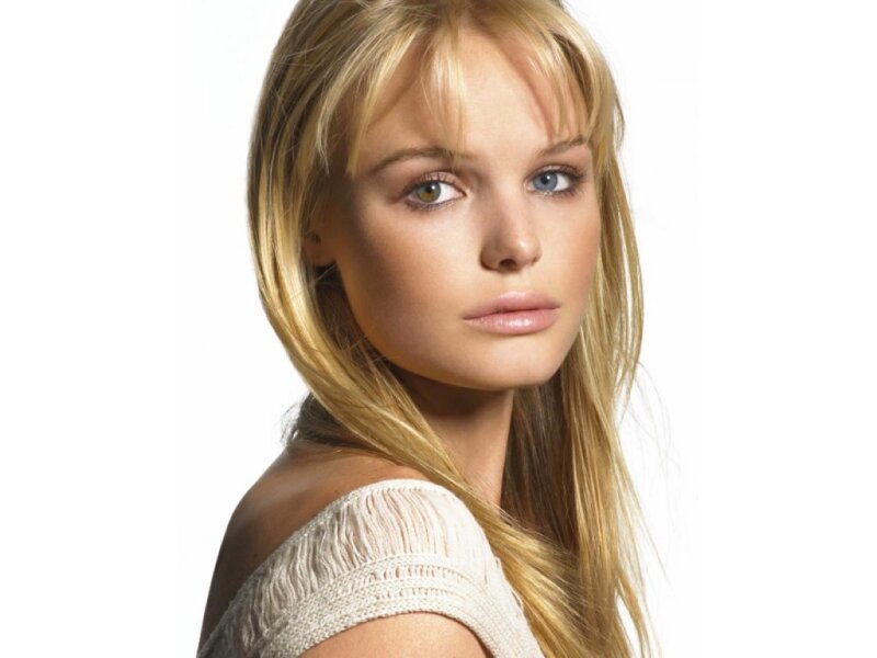 Woman with Blonde Hair — White, Neutral, Photograph, Blonde Hair, Blue Eyes, Knit Top