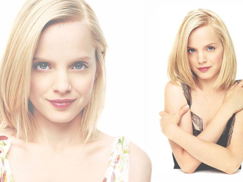 Woman with Blonde Hair — White, Neutral, Photograph, Blonde Hair, Blue Eyes, Lacy Top