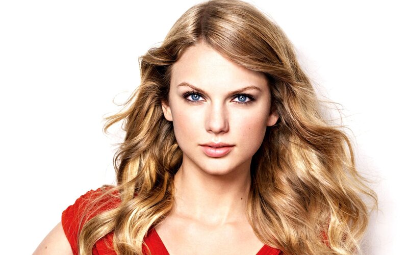 Woman with Blonde Hair — White, Neutral, Photograph, Blonde Hair, Blue Eyes, Red Top