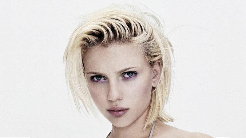 Woman with Blonde Hair — White, Neutral, Photograph, Blonde Hair, Purple Eyeshadow