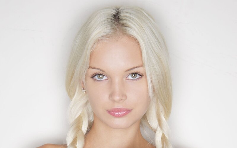 Woman with Blonde Hair — White, Neutral, Photograph, Earring, Green