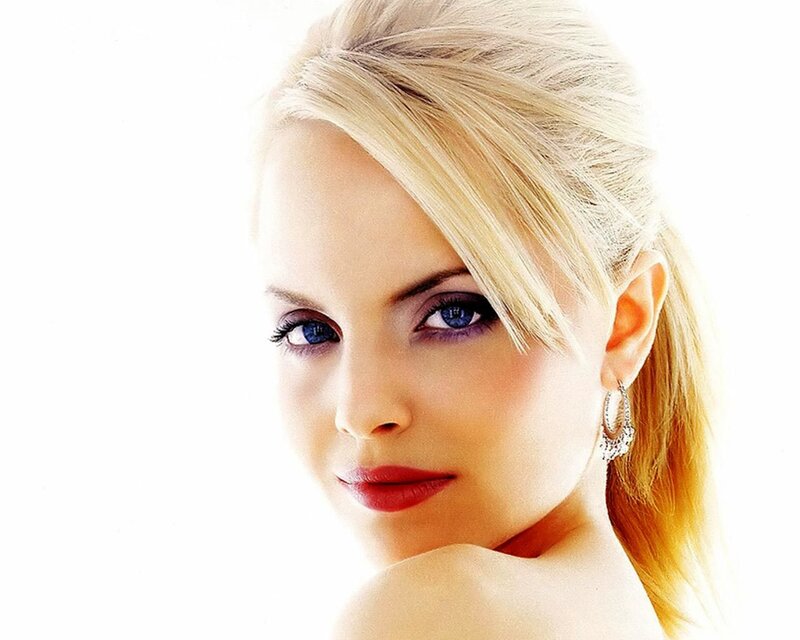 Woman with Blonde Hair — White, Neutral, Photograph, Earring